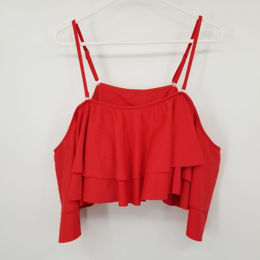 Red Women's‎ Ruffle Bikini Swim Top Size XXXXL